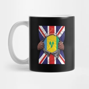 St Vincent And The Grenadines Flag Great Britain Flag Ripped - Gift for Saint Vincentian From St Vincent And The Grenadines Mug